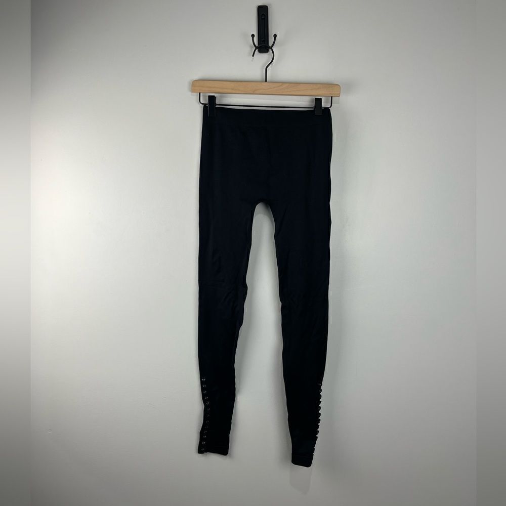 American Rag Black Stretchy Leggings with Ankle Buttons Detail S